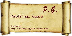 Petényi Gyula névjegykártya